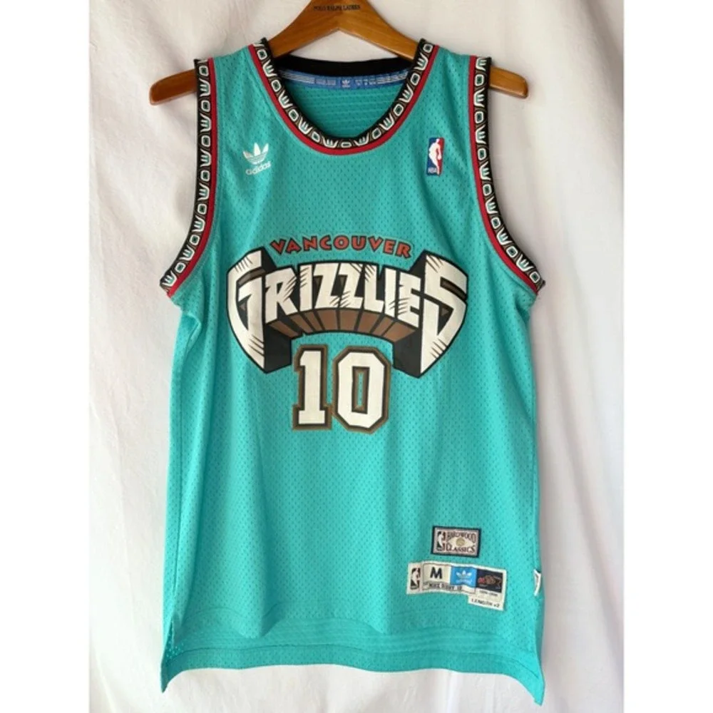 Vancouver Grizzlies Mike Bibby 10 Adidas Hardwood Classics Jersey Medium Teal